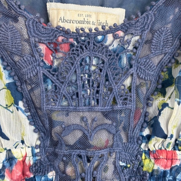 Abercrombie Babydoll Tank S Floral Y2K Crochet Lace Embroidered Preppy Boho 90s - Picture 10 of 11